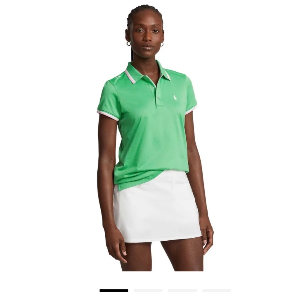NWT  Polo Ralph Lauren Womens Tour Pique Golg Polo Shirt GRN/PRL/WH.$100